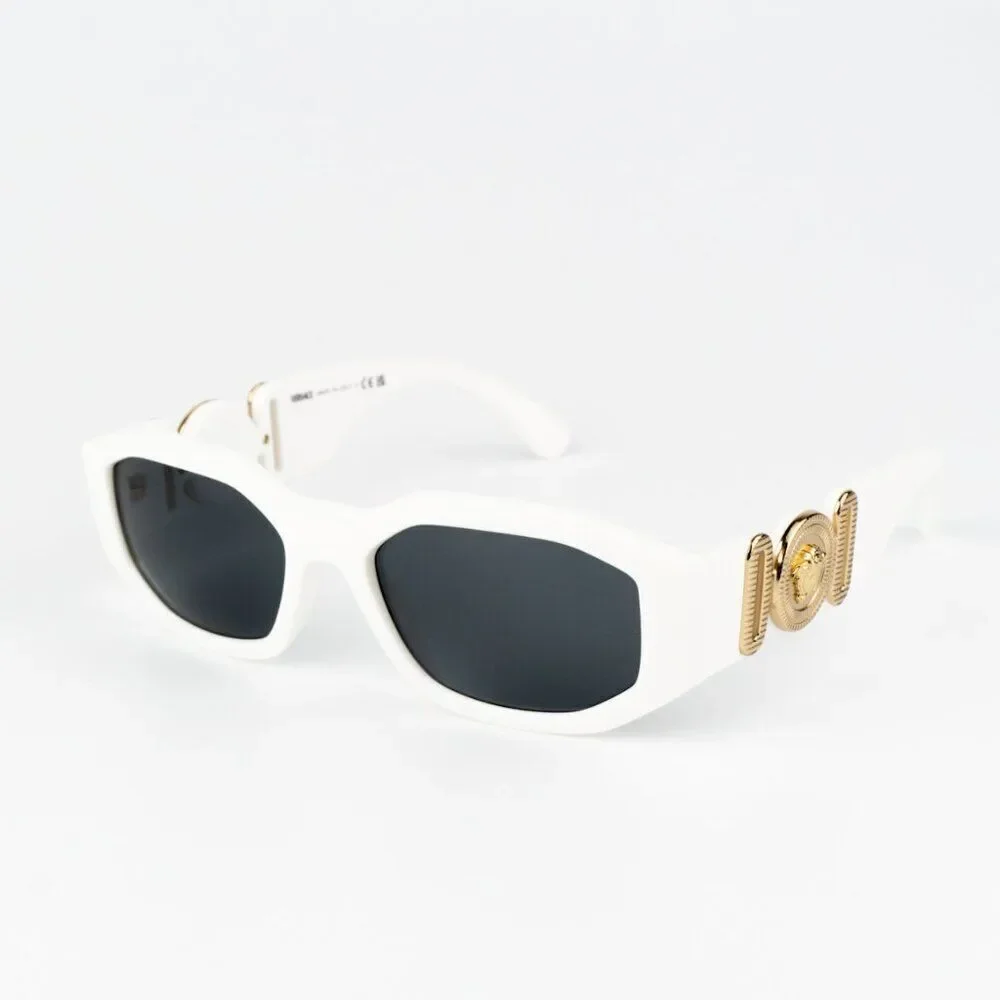 NEW Versace VE4361 401/87 Medusa Biggie White Grey Rectangle Unisex Sunglasses
